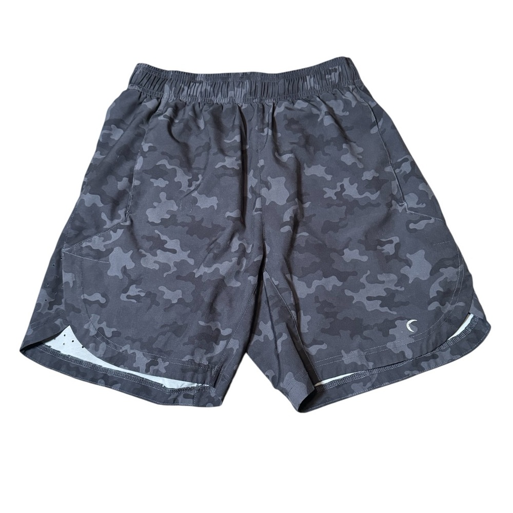 ZYIA Active Men's Black and Gray Camo Athletic Shorts Sz Medium Drawstring